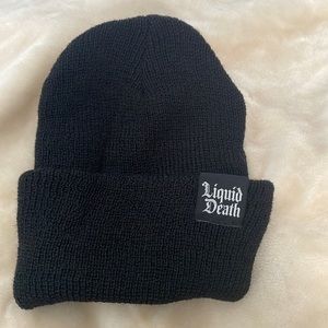 Liquid Death black beanie
